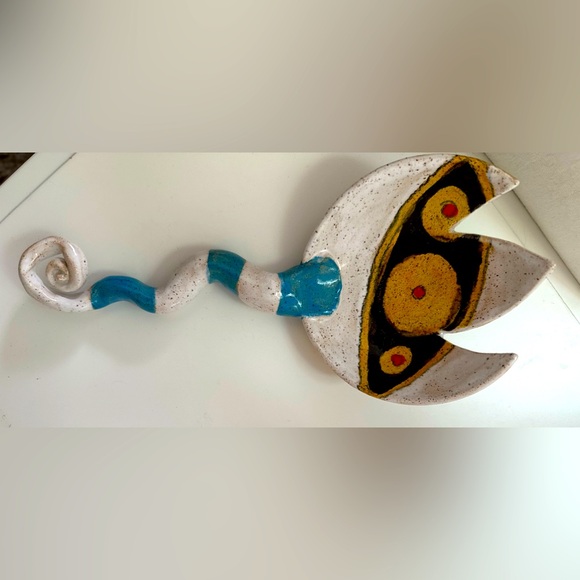 THREE WHEEL STUDIO Dwo Wen Chen Signed Pottery Serving Spoon & Fork Sculpture - Picture 7 of 7